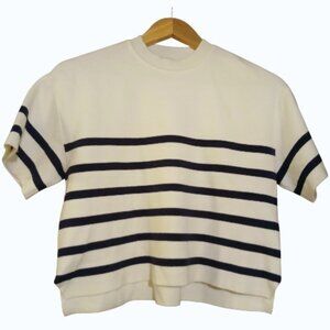 ABERCROMBIE & FITCH Cream & Black Crop Sweater XS EUC